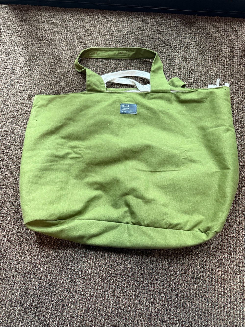 Canvas Tote Bag in Olive Green - Women Bags